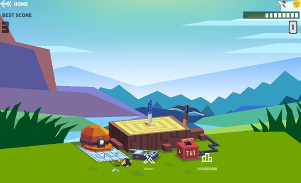 Knife Master mobile game interface with precision knife throws